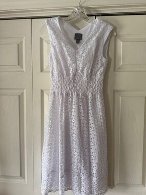 Rabbit Rabbit Rabbit White Lace V-Neck Midi Dress